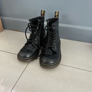 Black Glitter Dr. Martens Kids Size 2